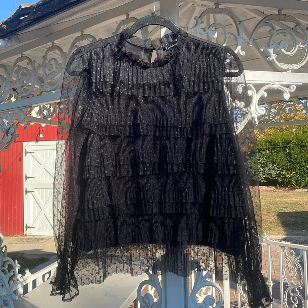 Catherine Malandrino M black lace blouse